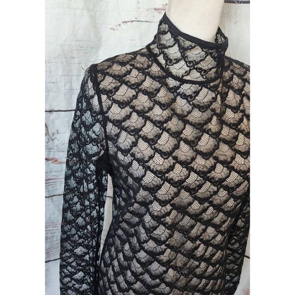 Diane vonFurstenberg Surya High Neck Lace Top Size 10 - Picture 5 of 7
